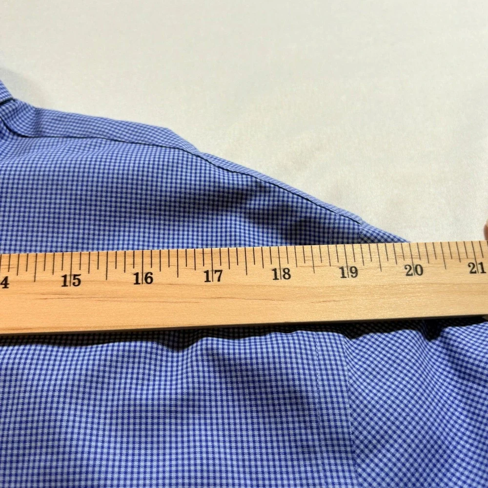 Banana Republic Dress Shirt Mens XXL Grant Slim Fit Blue Gingham Non-Iron Cotton